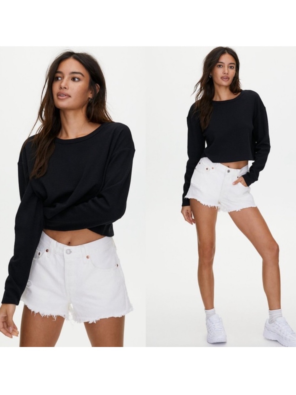 Levi's 501 Original Cut Off Denim Shorts White High Rise Button Fly Raw Hem